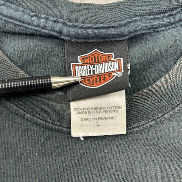 Vintage Harley Davidson Graphic Tee Mens Large Chrome Skull Ohio Black Shirt - Picture 5 of 11